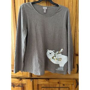 Chico’s Sequinned Skating Bear Tee